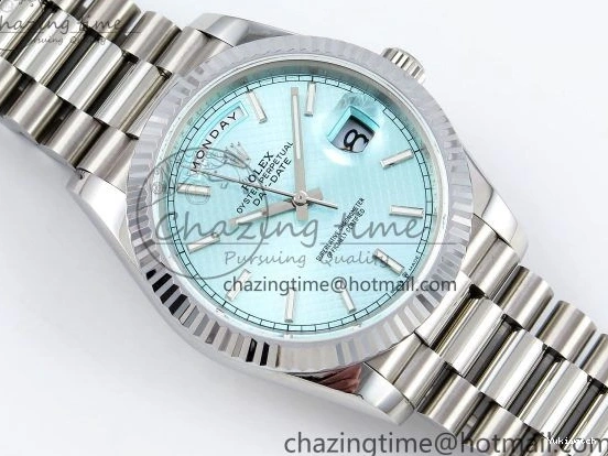 Weight) DayDate Ice JDF Steel 40 904L on SS VR3255 Bracelet Textured Blue President V3 (Gain Dial 0114